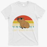 Cool Capybara Don't Worry Be Cappy Vintage Funny Rodent Meme T-Shirt - White