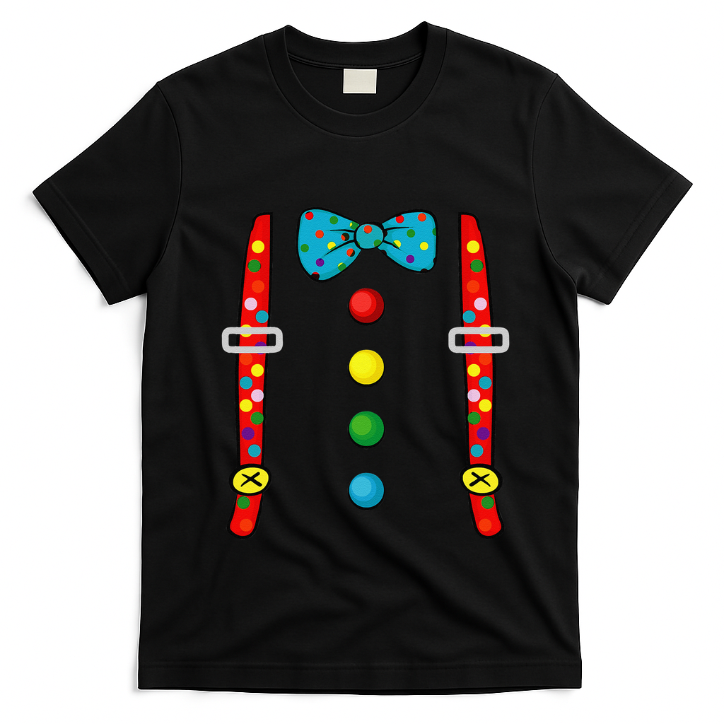 Clown Costume Halloween Funny Circus Clown DIY Costume T-Shirt - Black