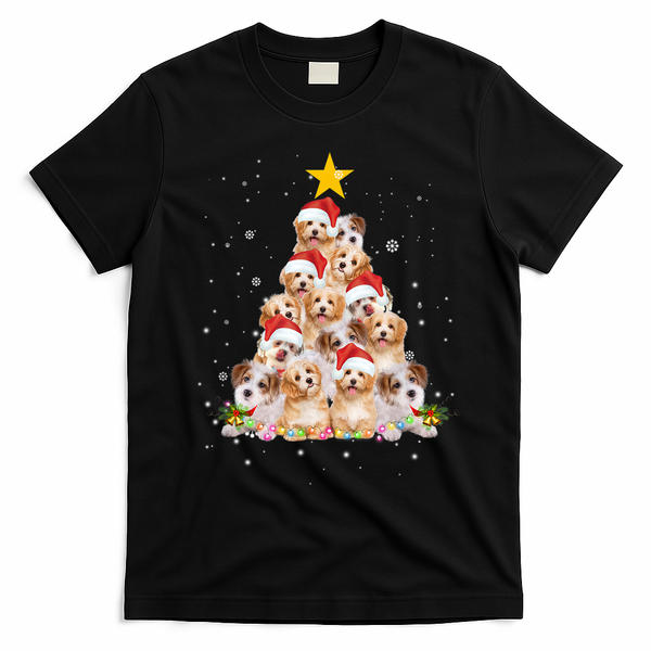 Cavachon Christmas Tree Funny Dog Lover Gifts Xmas Pajamas T-Shirt - Black