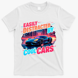 Cool Cars Vintage Easily Distracted By Muscle Car Gift T-Shirt - White