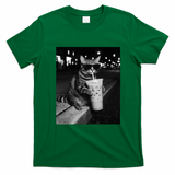 Cool Cat with Iced Coffee Sunglasses Fan Art T-Shirt - Irish Green
