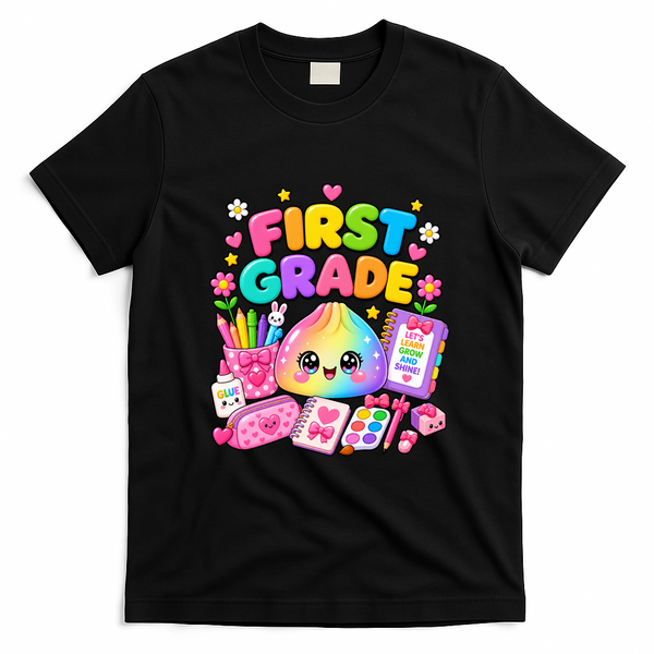 Cute Dumpling 1st First Grade Back To School T-Shirt - Black