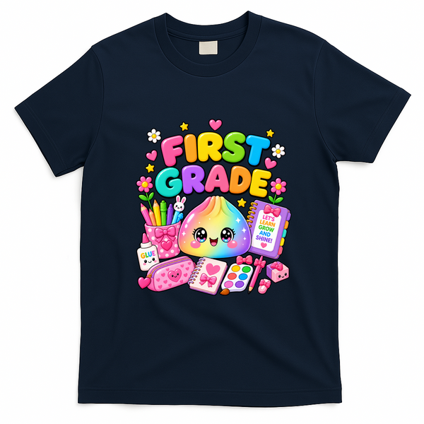 Cute Dumpling 1st First Grade Back To School T-Shirt - Navy Blue