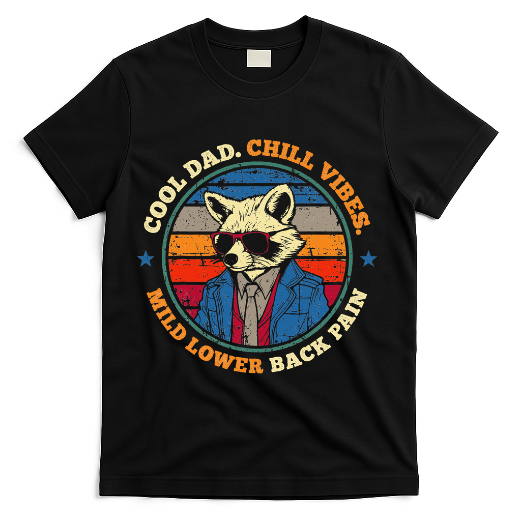Cool Dad Chill Vibes Mild Back Pain Funny Fathers Day Gift T-Shirt - Black