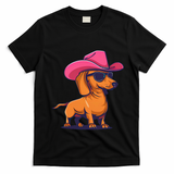 Cute Dachshund Cowboy Hat Wiener Sausage Dog Puppy T-Shirt - Black