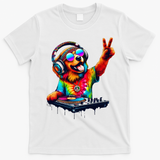 Colourful Dog DJ T-Shirt - White