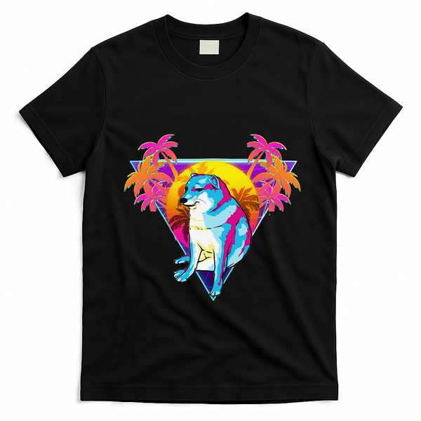 Cheems Dog Funny Shiba Inu Dank Meme 80s Retro Vaporwave T-Shirt - Black