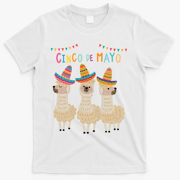 Cinco De Mayo Llama Fiesta T-Shirt - White