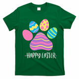 Cute Dog Paw Easter Design With Colorful Eggs For Dog Lover T-Shirt - Irish Green