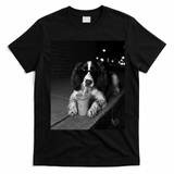 Cool Dog with Sunglasses and Iced Coffee Vibes T-Shirt - Black