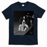 Cool Dog with Sunglasses and Iced Coffee Vibes T-Shirt - Navy Blue