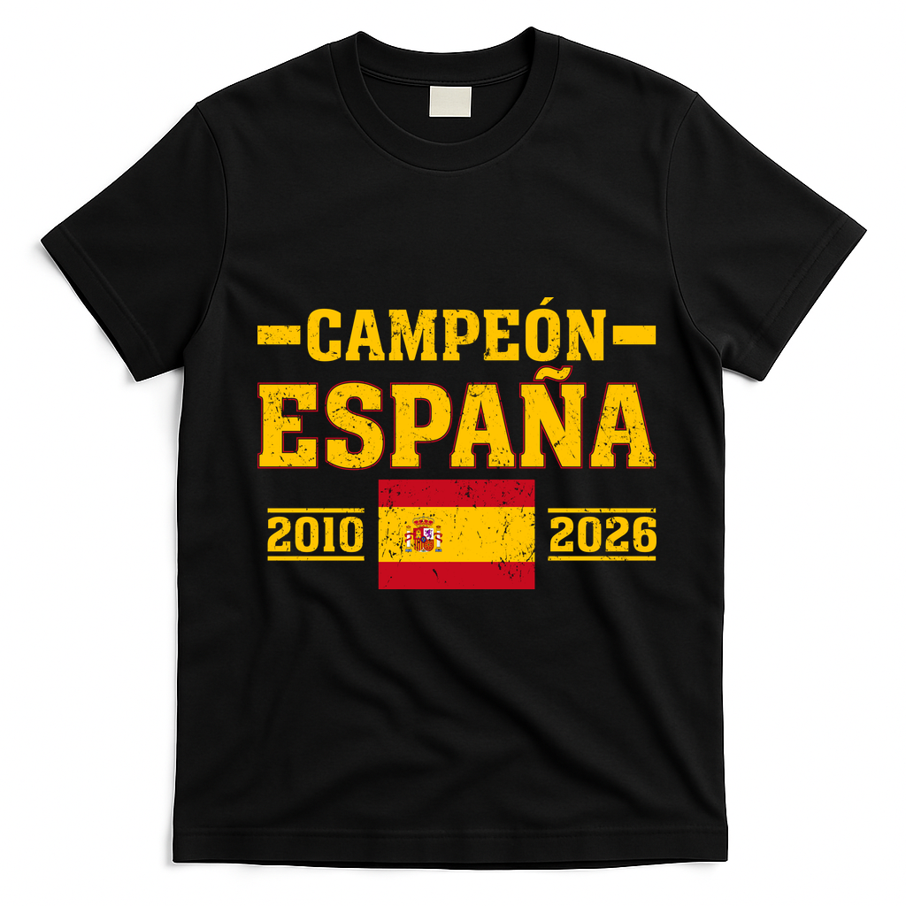 Campeón España 2010-2026 Vintage Soccer T-Shirt - Black