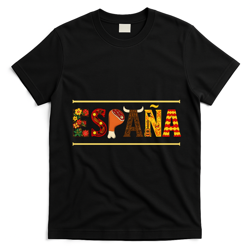 Colorful España Spanish Culture T-Shirt - Black