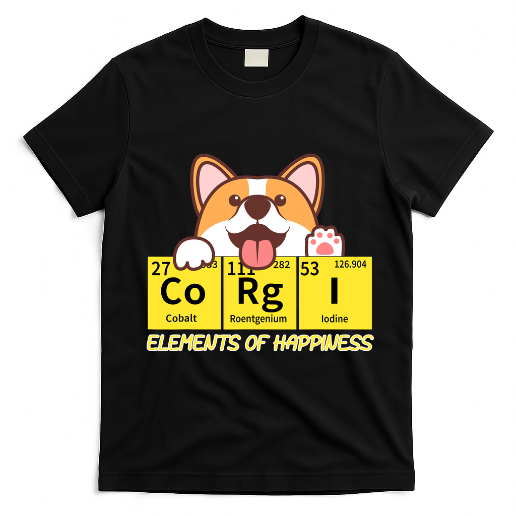 Corgi Elements Tab Of Happiness Funny For Corgi Mom And Dad T-Shirt - Black