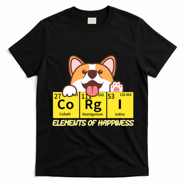 Corgi Elements Tab Of Happiness Funny For Corgi Mom And Dad T-Shirt - Black