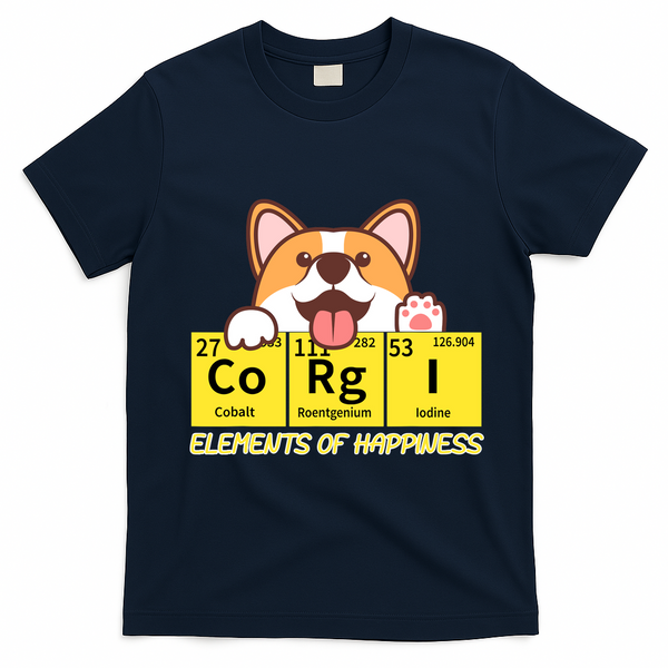 Corgi Elements Tab Of Happiness Funny For Corgi Mom And Dad T-Shirt - Navy Blue