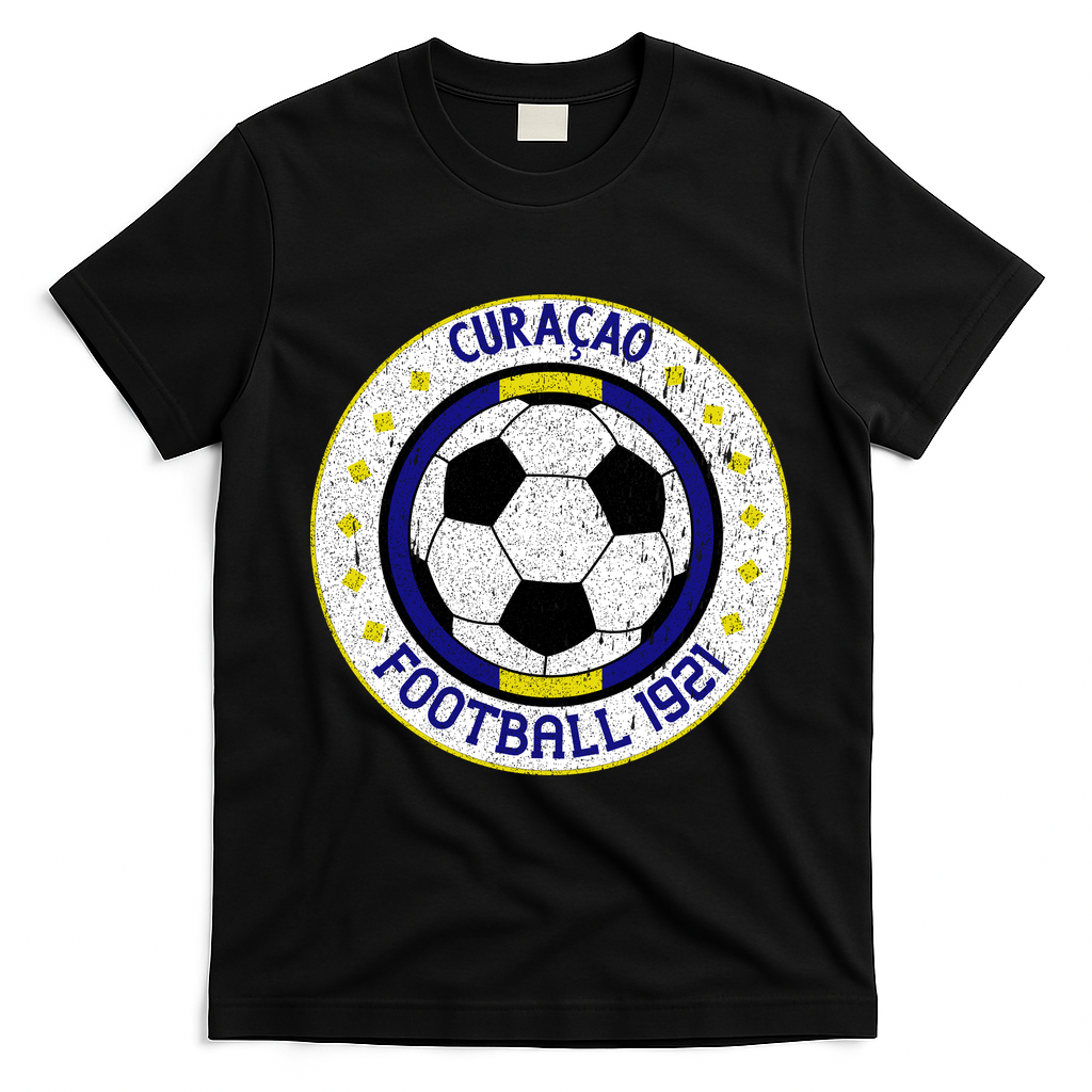 Curaçao Football 1921 Vintage Soccer Crest T-Shirt - Black