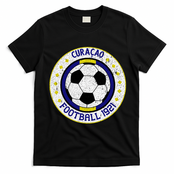 Curaçao Football 1921 Vintage Soccer Crest T-Shirt - Black