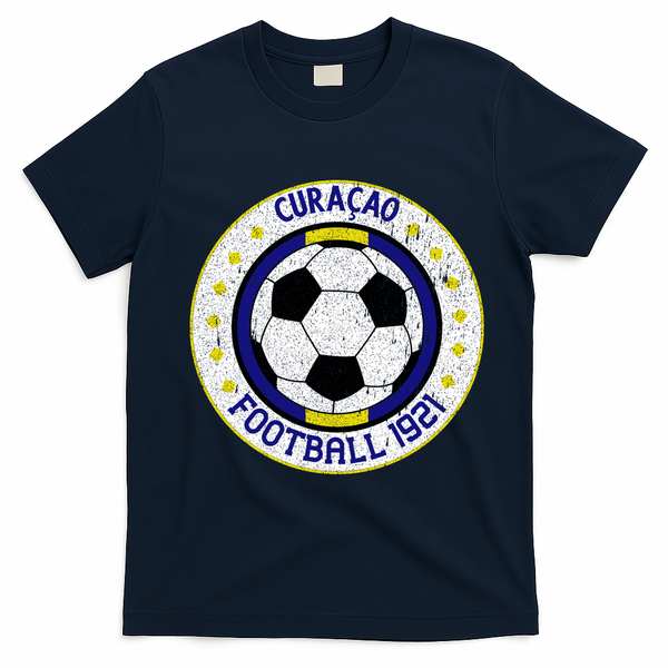 Curaçao Football 1921 Vintage Soccer Crest T-Shirt - Navy Blue