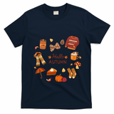 Cute Fall Autumn Little Things Retro Fall Hello Autumn T-Shirt - Navy Blue