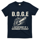 Chainsaw For Bureaucracy Funny D.O.G.E Doge Usa Flag T-Shirt - Navy Blue
