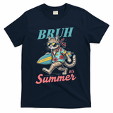Cool Funny Cat In Shades Bruh Its Summer Surfboard Vacation T-Shirt - Navy