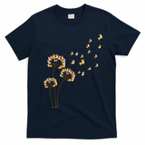 Corgi Flower Fly Dandelion Funny Dog Lover For Mom T-Shirt - Navy Blue