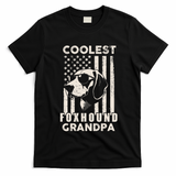 Coolest Foxhound Grandpa Vintage American Flag Funny Dog Dad T-Shirt - Black