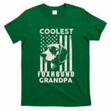 Coolest Foxhound Grandpa Vintage American Flag Funny Dog Dad T-Shirt - Irish Green