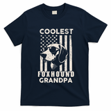 Coolest Foxhound Grandpa Vintage American Flag Funny Dog Dad T-Shirt - Navy Blue