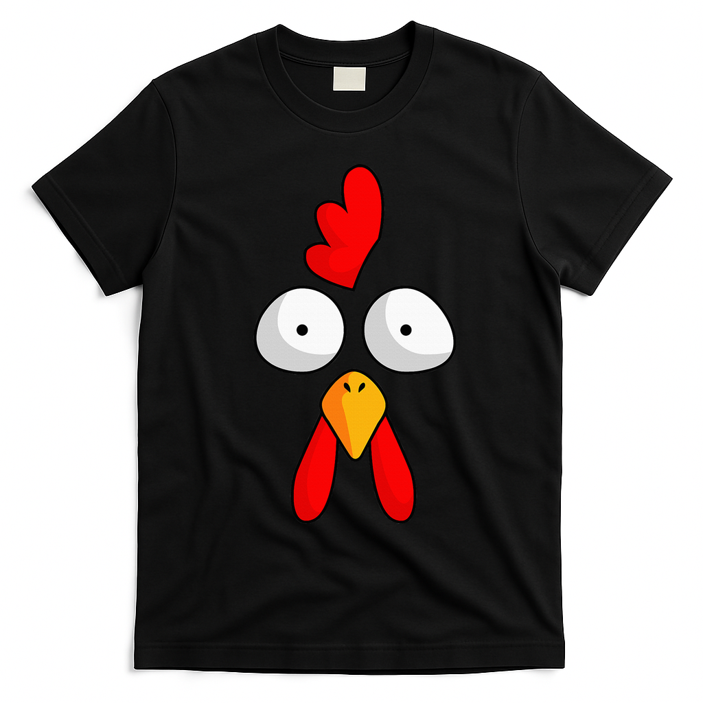 Chicken Face Rooster Halloween Costume Farm Poultry T-Shirt - Black