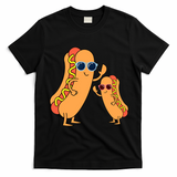 Cool Franks Sausages Weiner Fast Food Sunglasses Hot Dog T-Shirt - Black