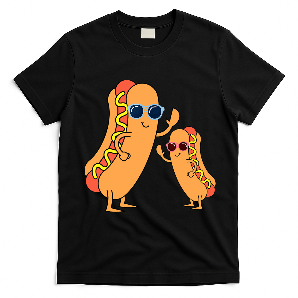 Cool Franks Sausages Weiner Fast Food Sunglasses Hot Dog T-Shirt - Black