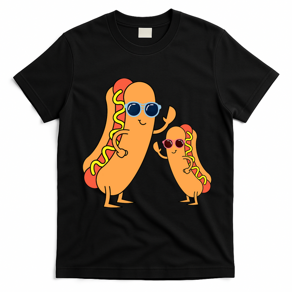 Cool Franks Sausages Weiner Fast Food Sunglasses Hot Dog T-Shirt - Black