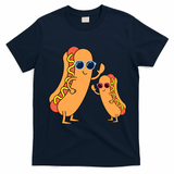 Cool Franks Sausages Weiner Fast Food Sunglasses Hot Dog T-Shirt - Navy Blue