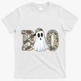 Camo Ghost Boo Spooky Halloween T-Shirt - White