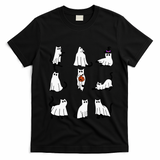 Cute Ghost Cat Funny Halloween Outfit Costumes Black Cat T-Shirt - Black