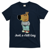 Chill Guy Dog Funny Chill Guy Meme T-Shirt - Navy Blue