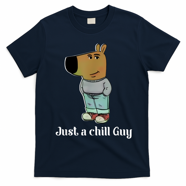 Chill Guy Dog Funny Chill Guy Meme T-Shirt - Navy Blue