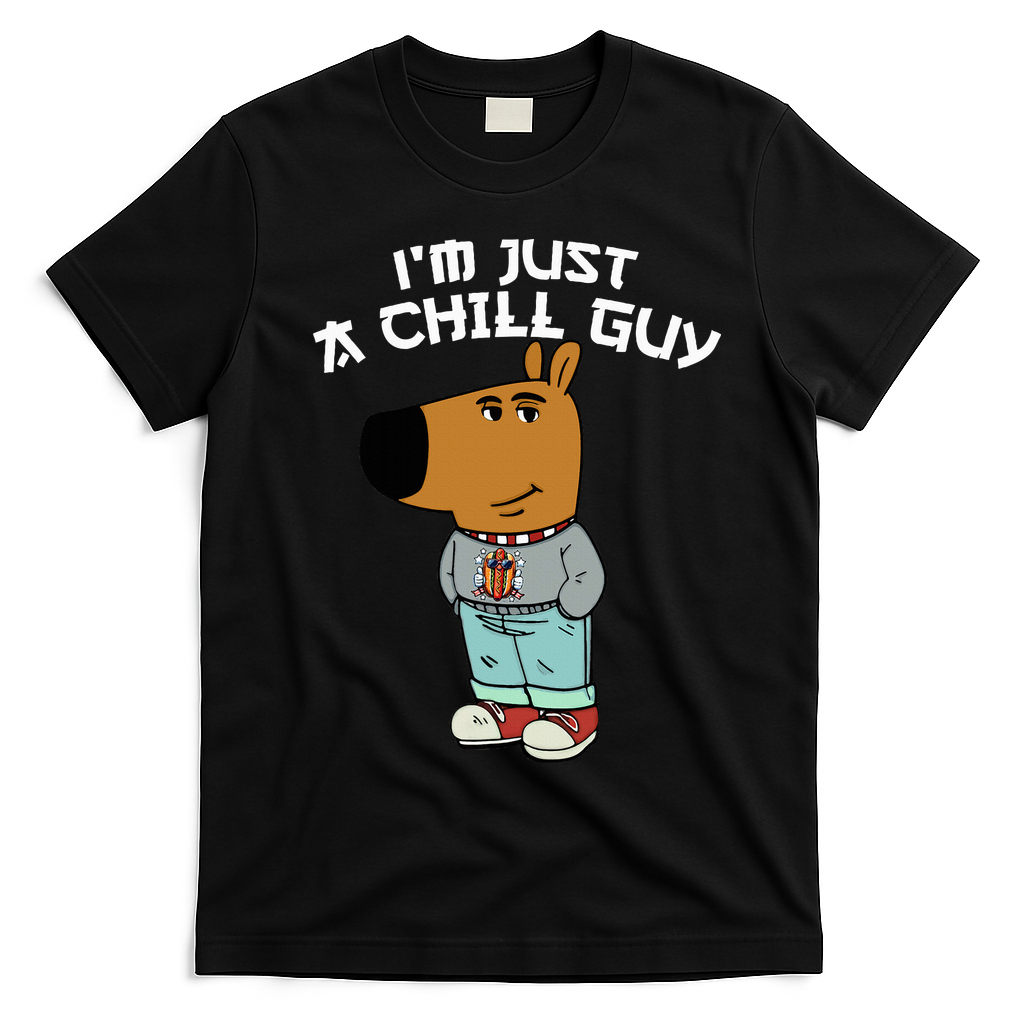 Chill Guy Meme Character Funny IM Just A Chill Guy Dog T-Shirt - Black