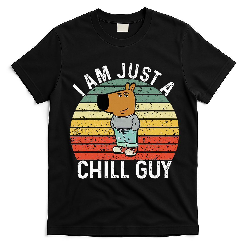 Chill Guy Meme Dog Cool Internet Statement T-Shirt - Black