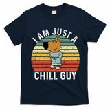 Chill Guy Meme Dog Cool Internet Statement T-Shirt - Navy Blue