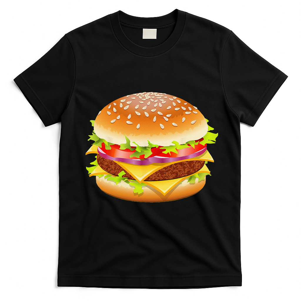 Cheeseburger Hamburger Burger Funny Food Halloween Costume T-Shirt - Black