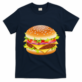 Cheeseburger Hamburger Burger Funny Food Halloween Costume T-Shirt - Navy Blue