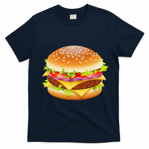 Cheeseburger Hamburger Burger Funny Food Halloween Costume T-Shirt - Navy Blue