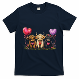 Cute Highland Cows T-Shirt - Navy Blue