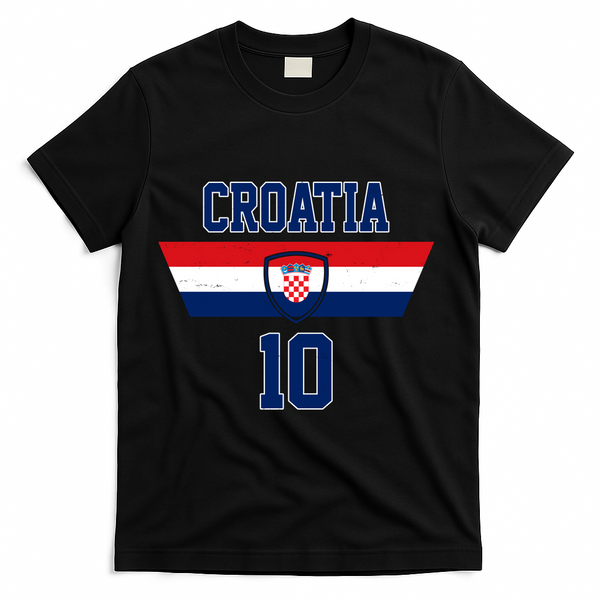 Croatia Hrvatska Flag Zagreb Croatian Soccer Jersey T-Shirt - Black