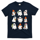 Cute Halloween Ghost Vibes Spooky Autumn Gift T-Shirt - Navy