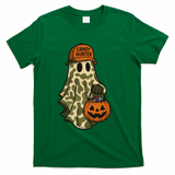 Camo Halloween Ghost Candy Hunter T-Shirt - Green