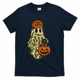 Camo Halloween Ghost Candy Hunter T-Shirt - Navy